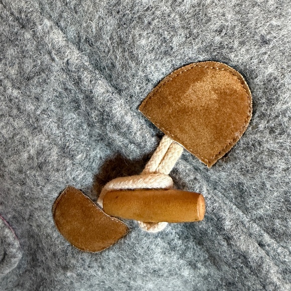 Mini Boden Girls Gray Wool Hooded Duffle Coat Toggles Pink Accents | Size 11-12Y - Picture 15 of 16